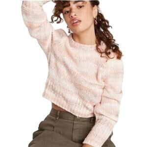 Wild Fable Sweater Pink Juniors Small Pullover Long Sleeve Crop Top Cottage Cozy